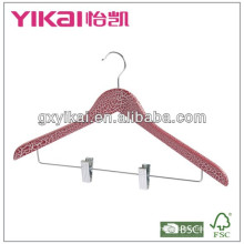 fissure lacqure wooden shirt hanger with chrome hook and clips